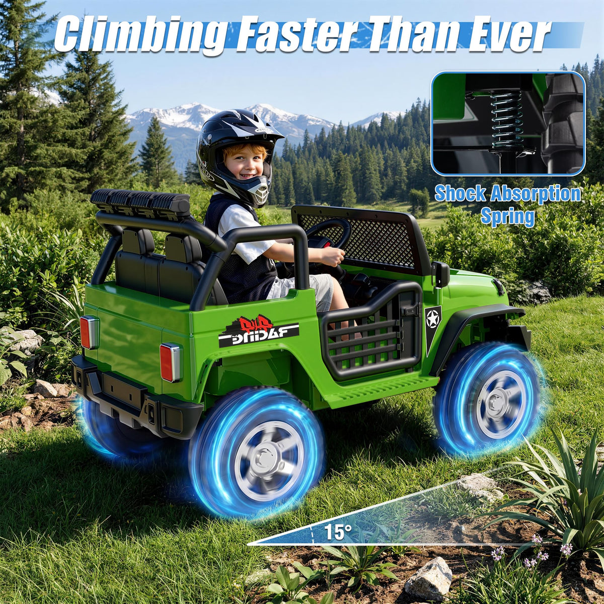 24V 4WD Ride on Truck Car with 800W Motors, Remote Control, 2 Seaters, Green L4125